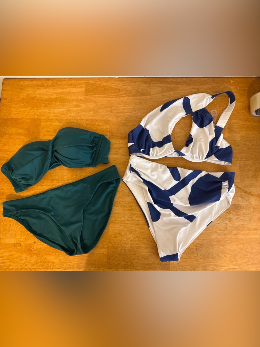 Women’s Medium Bikini Lot 2 Swimsuits Green Blue